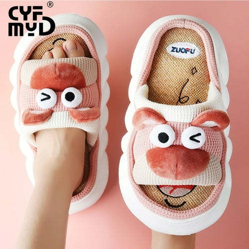 Animals Slippers Women Platform Shoes Cute Cartoon Thick Sole Home