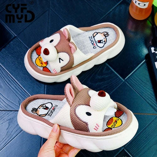 Animals Slippers Women Platform Shoes Cute Cartoon Thick Sole Home