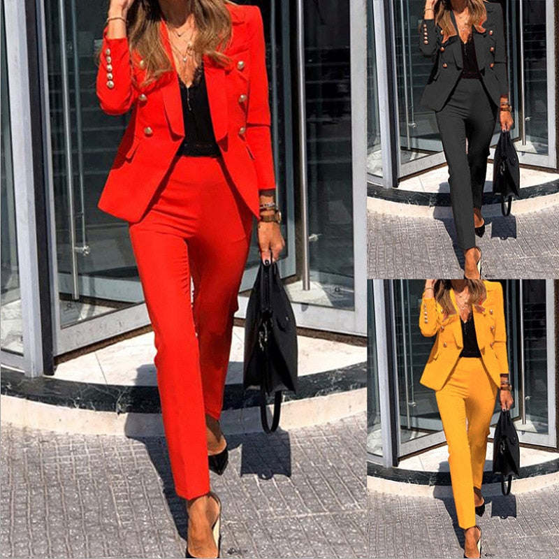 Spring Autumn Women Suits Women Temperament Slim Short Pants Two-pieces Suit Pant Sets Women Blazer Set