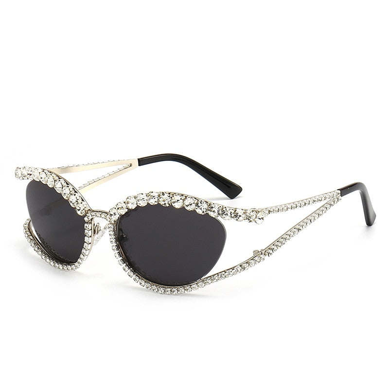 Ins New Fashion Full Crystal Shiny Sunglasses For Wome Vintage Luxury Brand Rhinestone Party Elegant Sun Glasses Female Shades