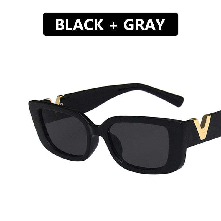 Retro Cat Eye Frame Sunglasses Women 2022 Luxury V Sun Glasses Men Fashion Rectangle Jelly Sunglasses with Metal Hinges UV400