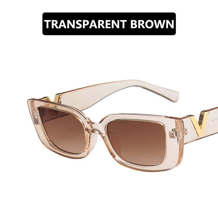 Retro Cat Eye Frame Sunglasses Women 2022 Luxury V Sun Glasses Men Fashion Rectangle Jelly Sunglasses with Metal Hinges UV400