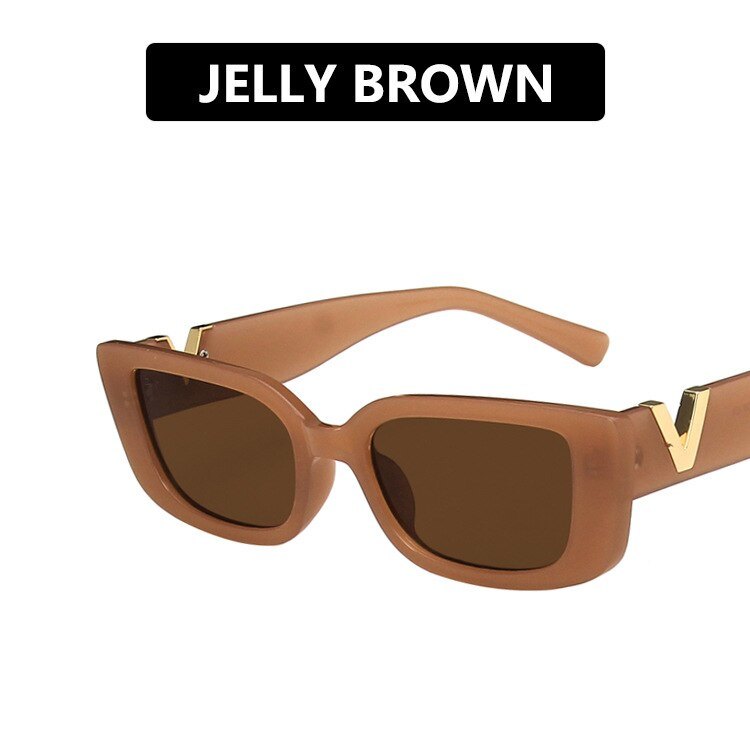 Retro Cat Eye Frame Sunglasses Women 2022 Luxury V Sun Glasses Men Fashion Rectangle Jelly Sunglasses with Metal Hinges UV400