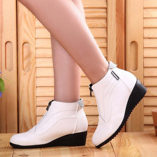 Women Boots Soft Leather Autumn Winter Shoes Woman