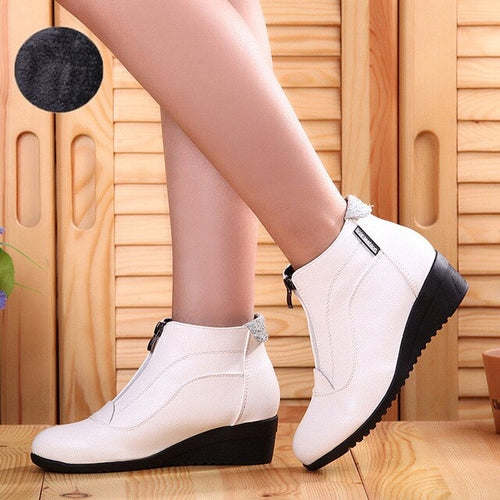 Women Boots Soft Leather Autumn Winter Shoes Woman