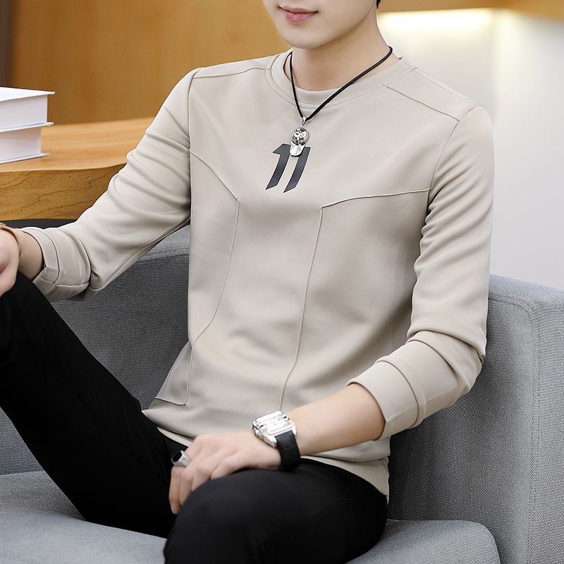Stylish Solid Color Spliced All-match T-Shirt Men's Clothing Autumn Pullovers Loose Korean Tee Shirt
