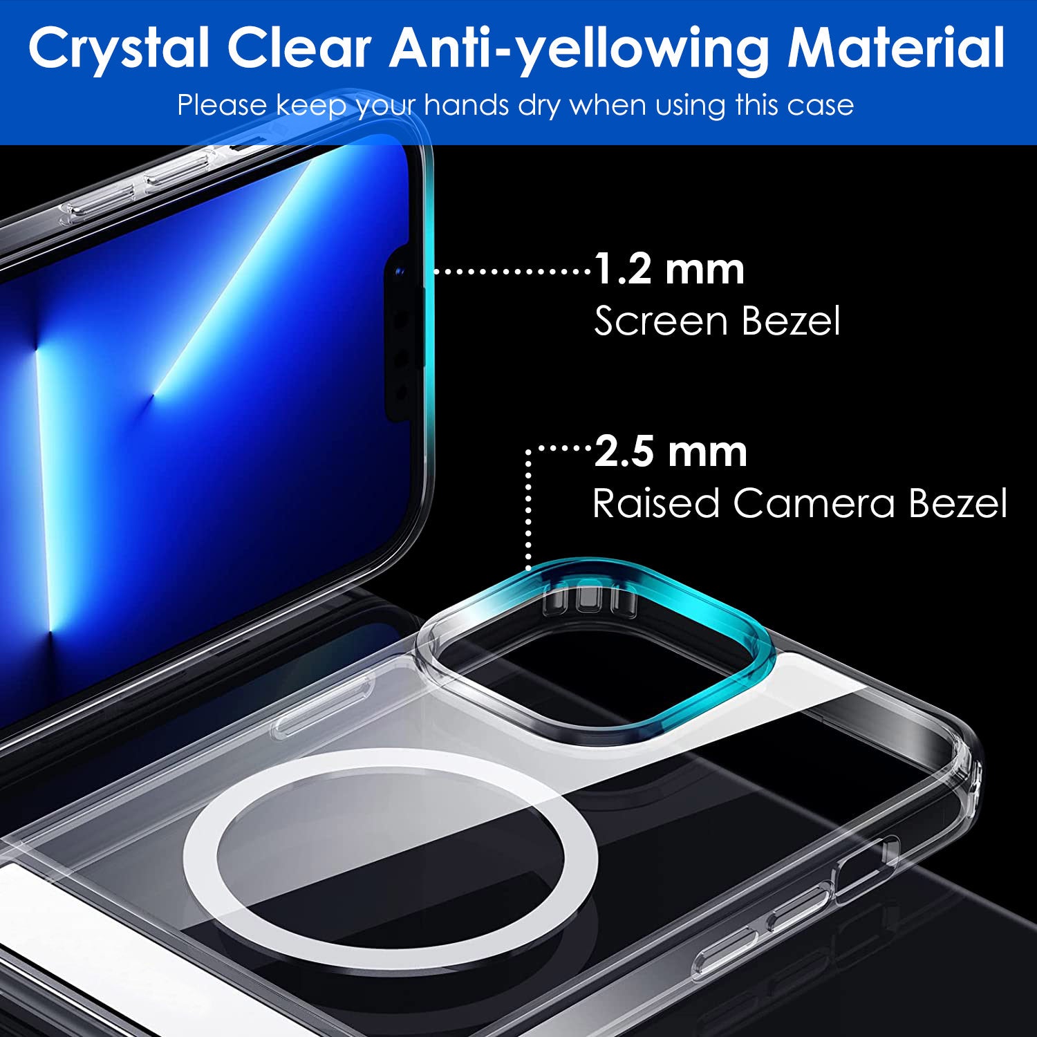 Magnetic Metal Kickstand Clear Case Shockproof Anti Yellowing Phone Cover Compatible with Magsafe Fit for IOS Phone