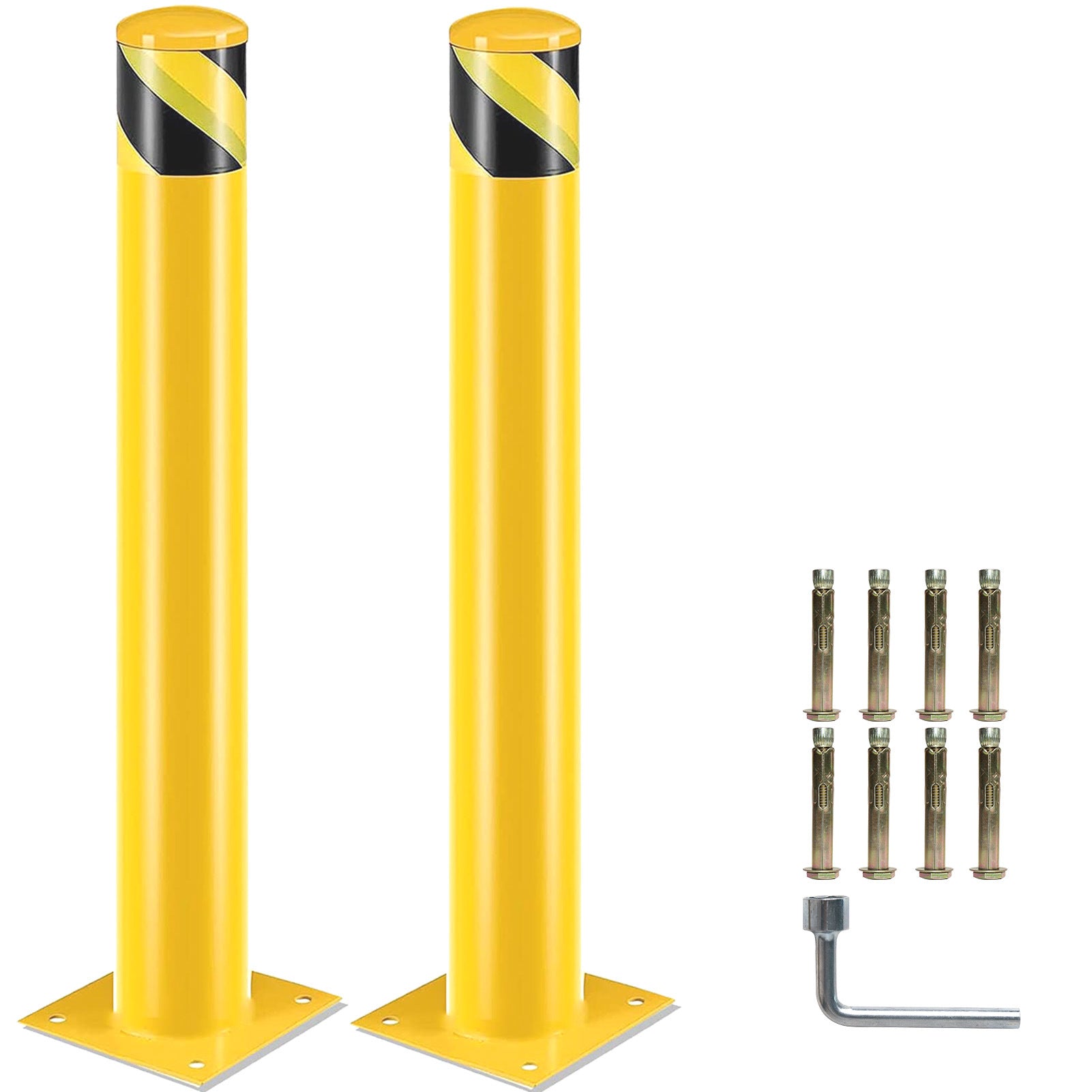 Bollard Post(36''*4.5''), Steel Bollards, Safety Bollard Yellow Powder Coated Parking Bollard Driveaway Barrier for Traffic-Sensitive Area, Garage or 