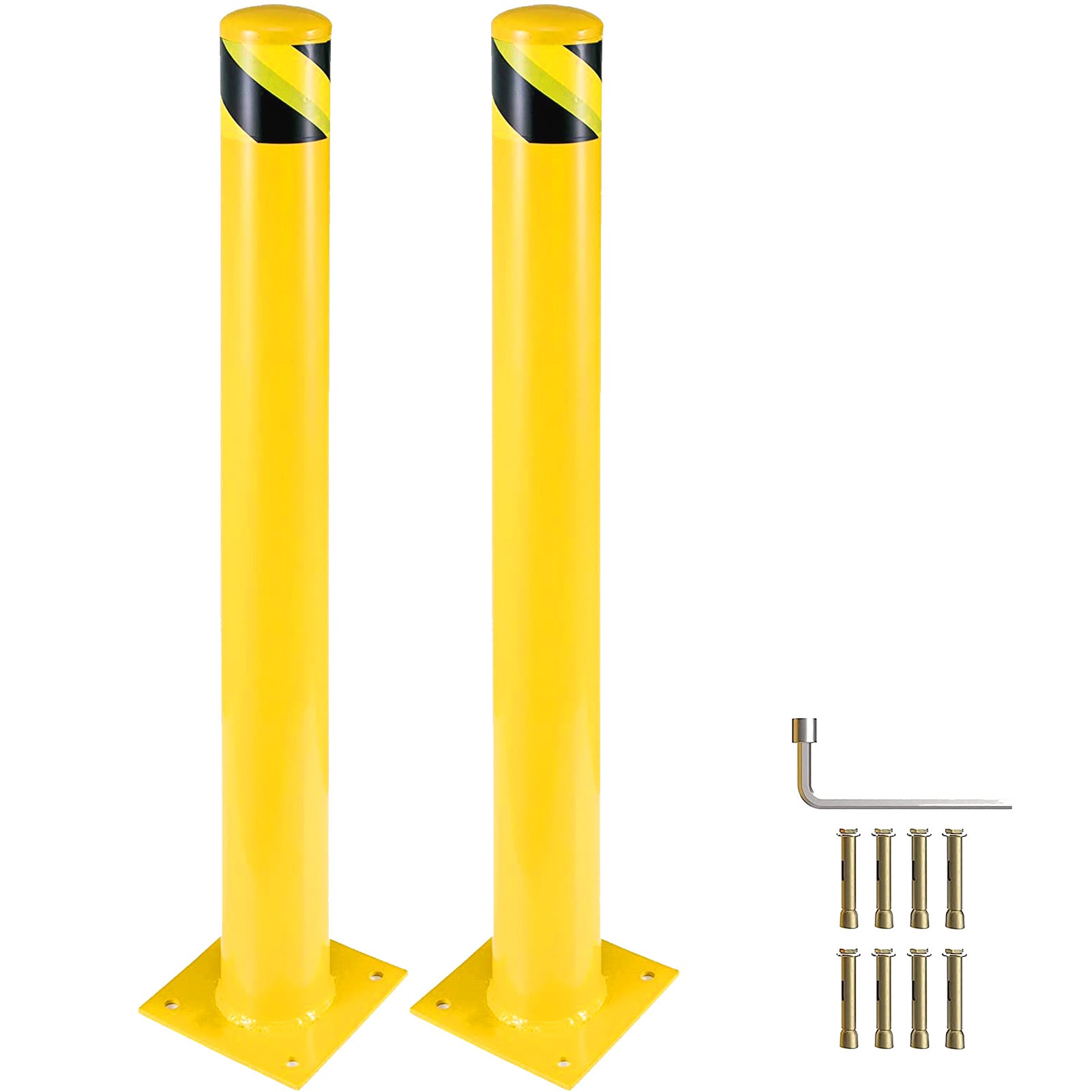 Bollard Post(36''*4.5''), Steel Bollards, Safety Bollard Yellow Powder Coated Parking Bollard Driveaway Barrier for Traffic-Sensitive Area, Garage or 