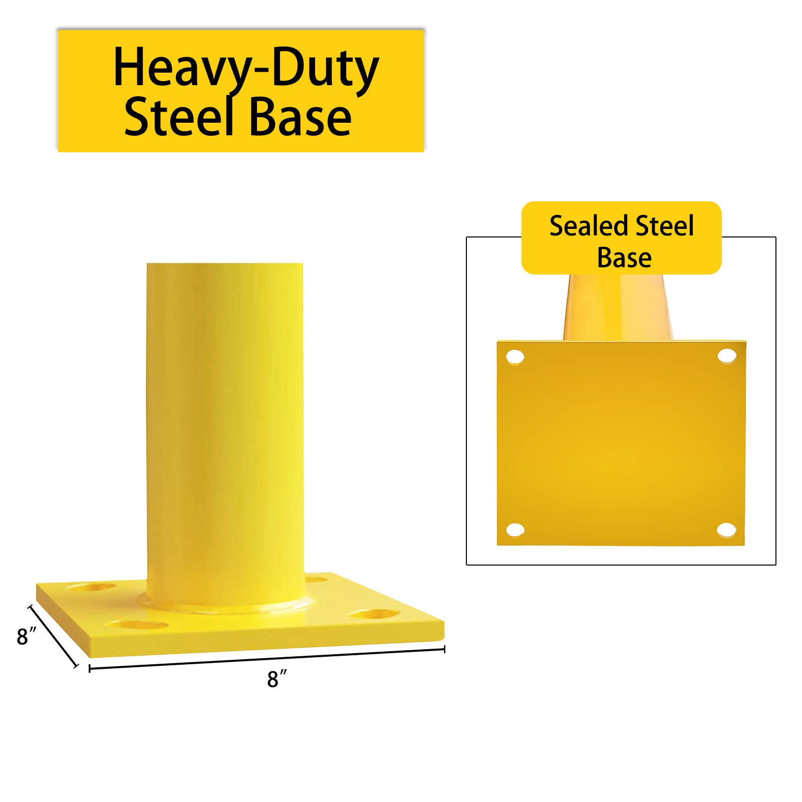 Bollard Post(36''*4.5''), Steel Bollards, Safety Bollard Yellow Powder Coated Parking Bollard Driveaway Barrier for Traffic-Sensitive Area, Garage or 
