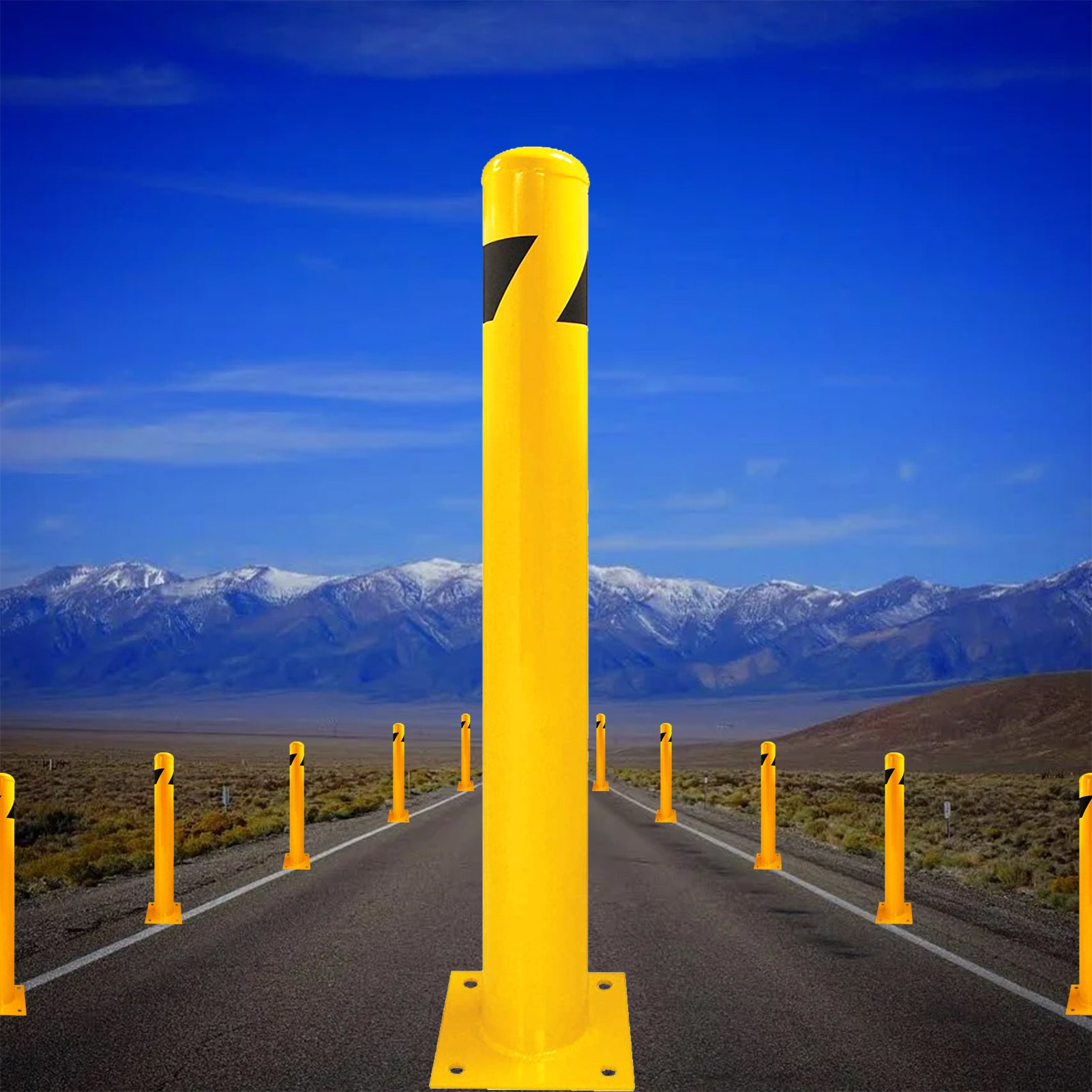 Bollard Post(36''*4.5''), Steel Bollards, Safety Bollard Yellow Powder Coated Parking Bollard Driveaway Barrier for Traffic-Sensitive Area, Garage or 