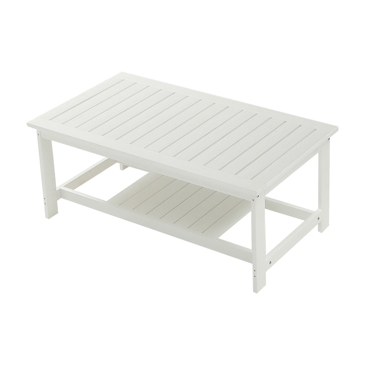 HIPS All-Weather Coffee Table, Outdoor / Indoor Use All Weather Hips 2 Tier Patio Adirondack Coffee Table, White