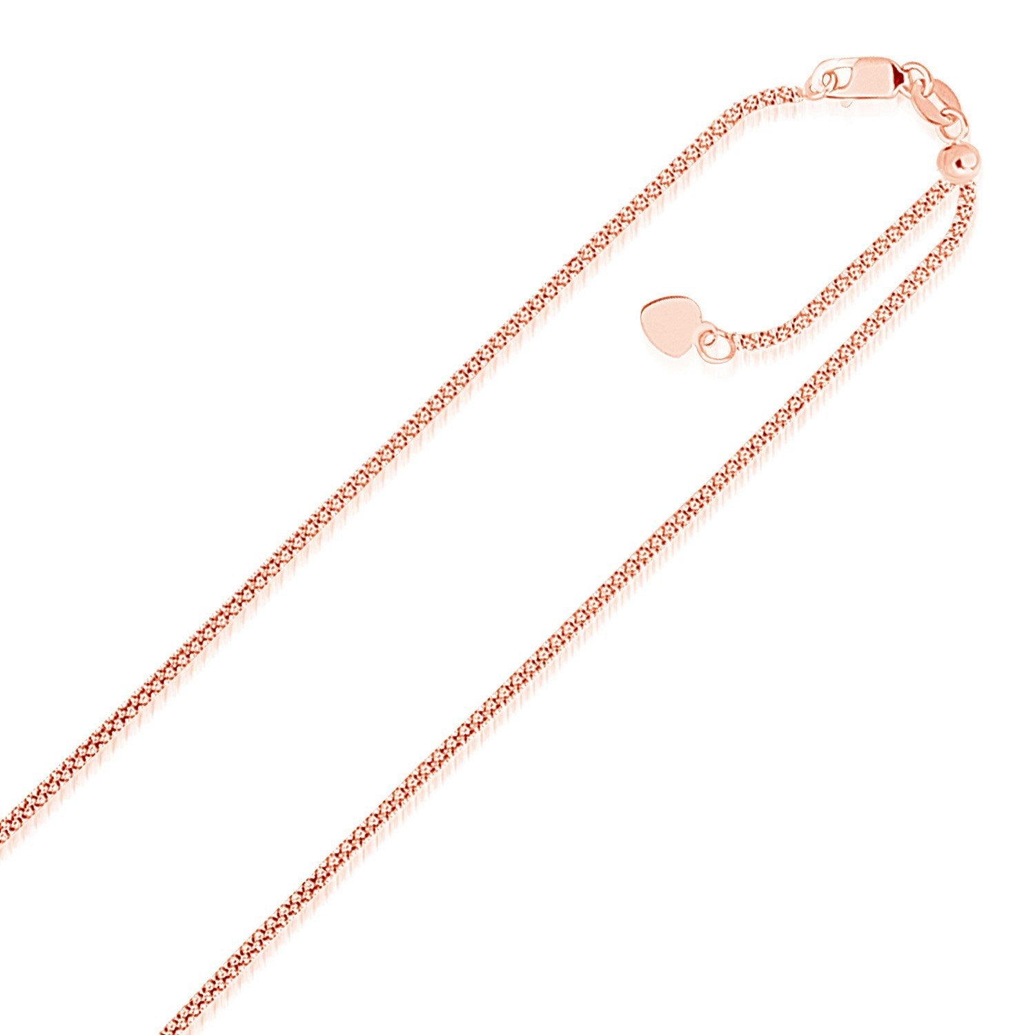 14k Rose Gold Adjustable Popcorn Chain 1.3mm