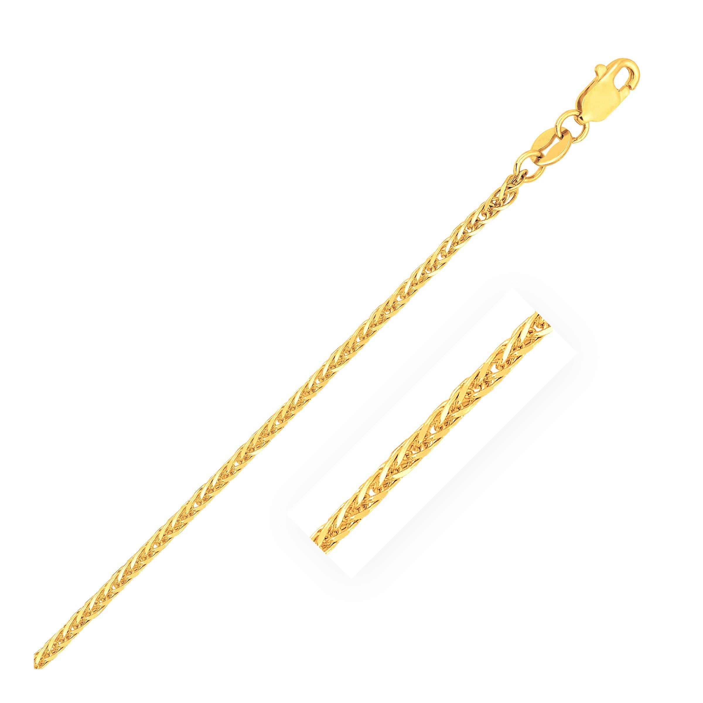 14k 1.8mm Yellow Gold Square Wheat Chain