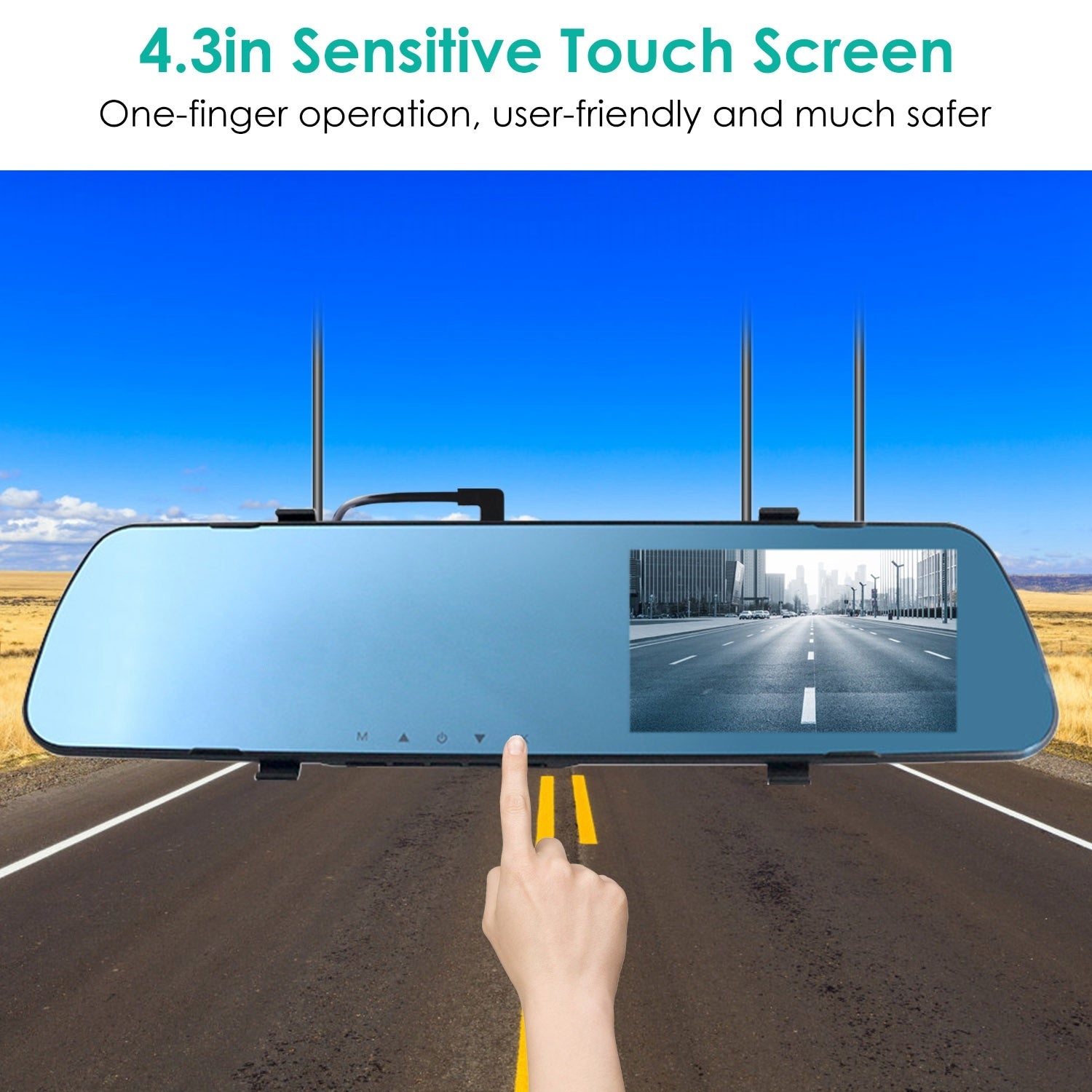 1080P Car DVR 4.3in Camera Dash Cam Camcorder Camera Recorder with 140° Angle Loop Recording Motion Detection Picture-in-Picture Display G-sensor