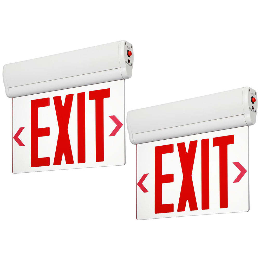 H3 | Safety Signs LED Edge lit Exit Sign | 1W | Red | 120-277V | Battery 3.6V 500mAh Ni-MH | Back up 90min | UL Listed | Pack of 2