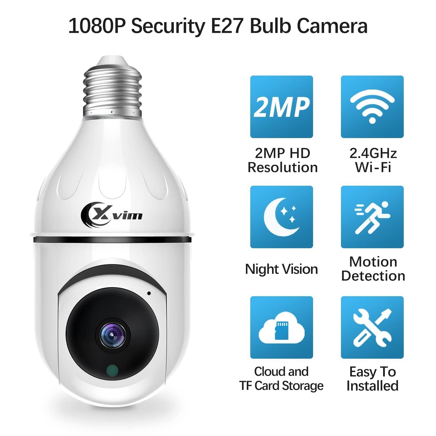 1080P Wireless E26 Bulb Camera WiFi Security Camera Smart IP Camera Night Vision