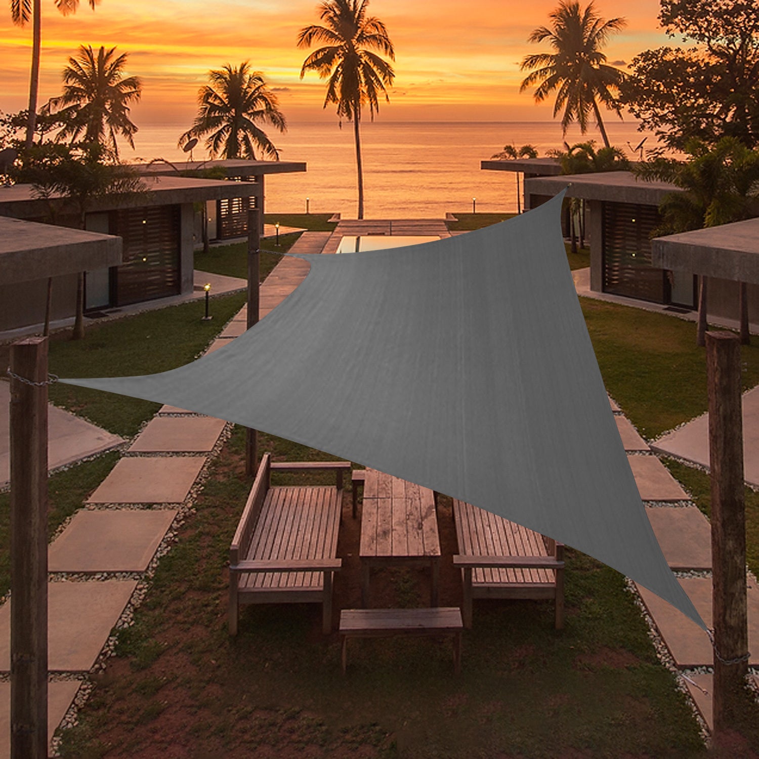 Artpuch Custom Size Dark Grey Sun Shade Sail Triangle Canopy 185 GSM Durable Fabric UV Block Awning for Outdoor Patio Garden Backyard (Customized Available)