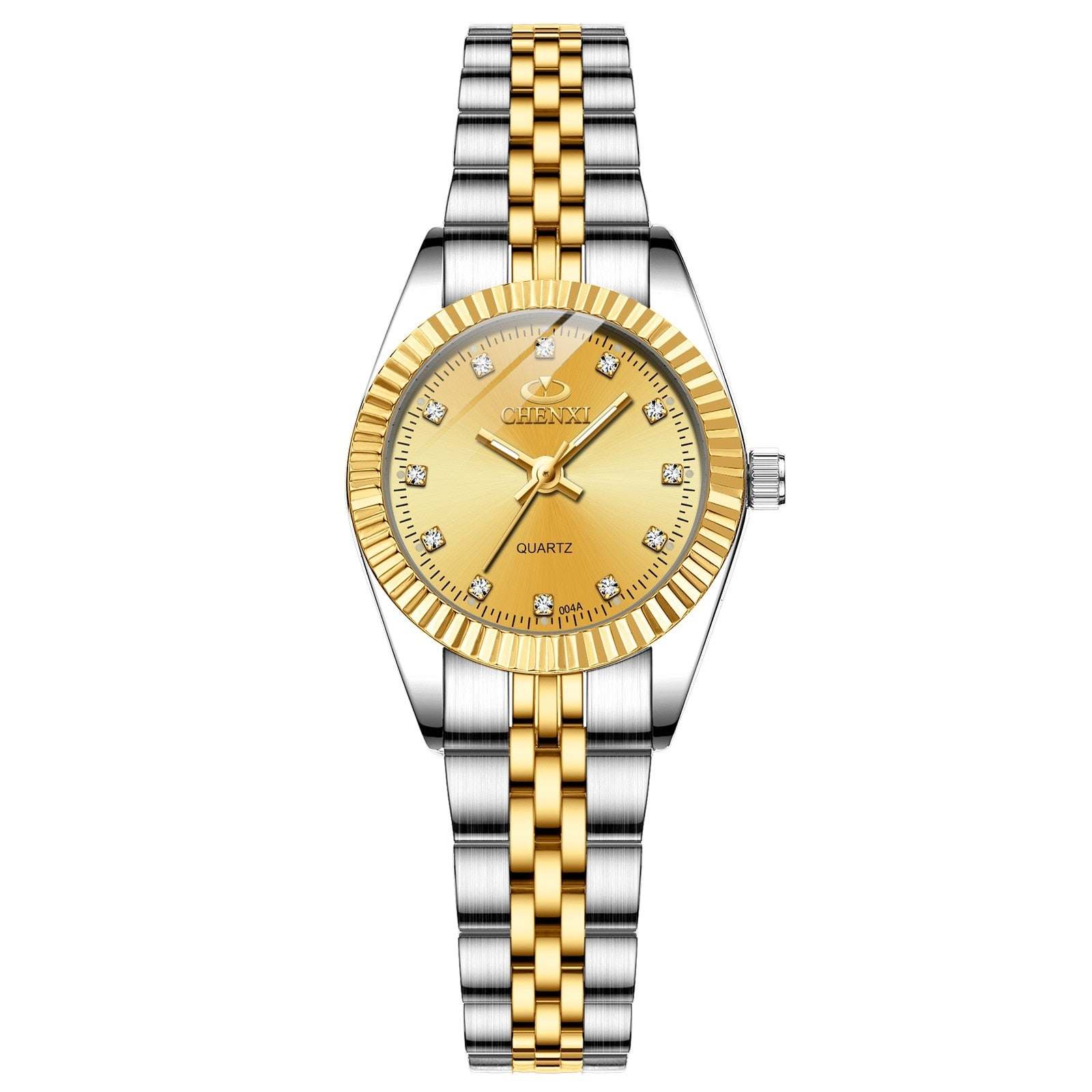 I Women Golden &amp; Silver Classic Quartz Watch Female Elegant Clock Luxury Gift Watches Ladies Waterproof Wristwatch