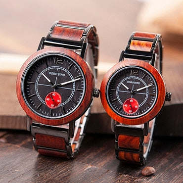 BOBO BIRD Wooden Lovers' Watches Set Top Brand Luxury Stylish Women Watch Men Great Gifts Relogio Masculino