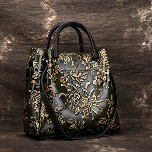 Natural Skin Embossed Messenger Shoulder Female Handbag Tote Bags