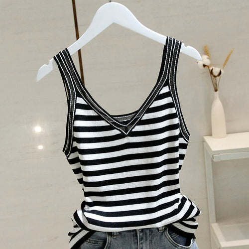 Ice Silk V-neck Knitted Vest Women's Summer New Mesh Hot Sexy