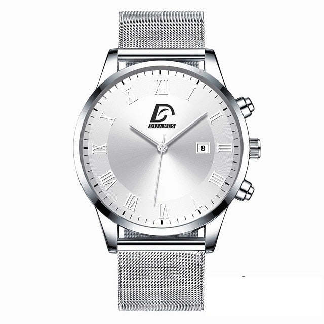 2023 Luxury Fashion Men's Minimalist Watches Luxury Stainless Steel Mesh Belt Quartz Watch Men Business Casual Clock reloj hombre
