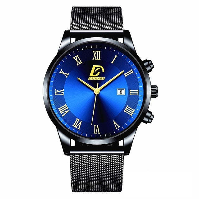 2023 Luxury Fashion Men's Minimalist Watches Luxury Stainless Steel Mesh Belt Quartz Watch Men Business Casual Clock reloj hombre