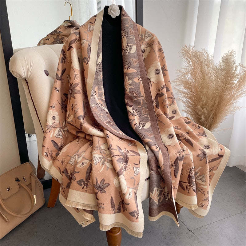 Fashion Winter Warm Cashmere Shawl Scarf for Women Design Neckerchief Pashmina Head Scarves Wrap Femal Poncho Echarpe Bandana