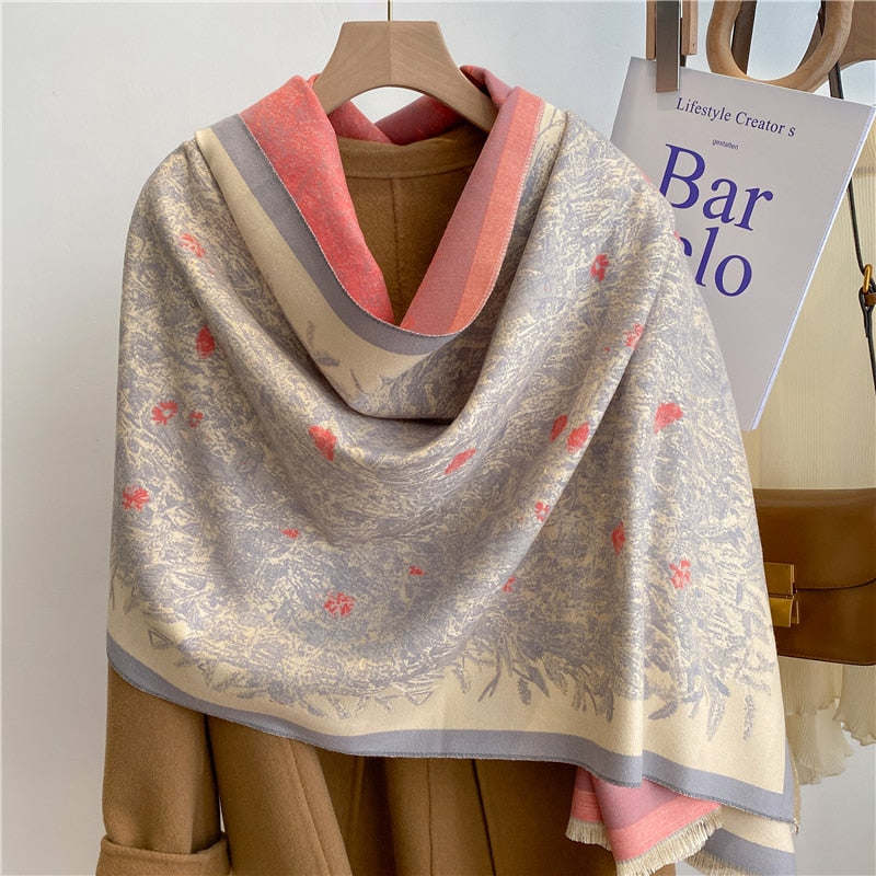 Fashion Winter Warm Cashmere Shawl Scarf for Women Design Neckerchief Pashmina Head Scarves Wrap Femal Poncho Echarpe Bandana