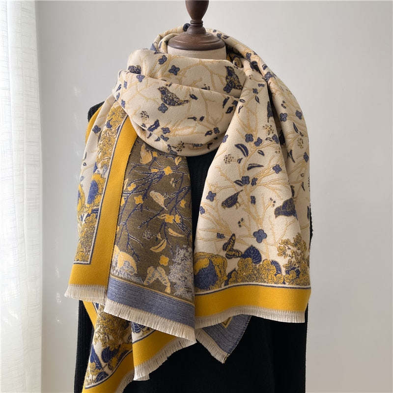 Fashion Winter Warm Cashmere Shawl Scarf for Women Design Neckerchief Pashmina Head Scarves Wrap Femal Poncho Echarpe Bandana