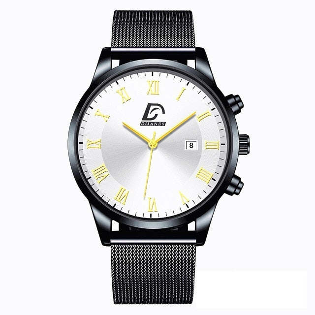 2023 Luxury Fashion Men's Minimalist Watches Luxury Stainless Steel Mesh Belt Quartz Watch Men Business Casual Clock reloj hombre