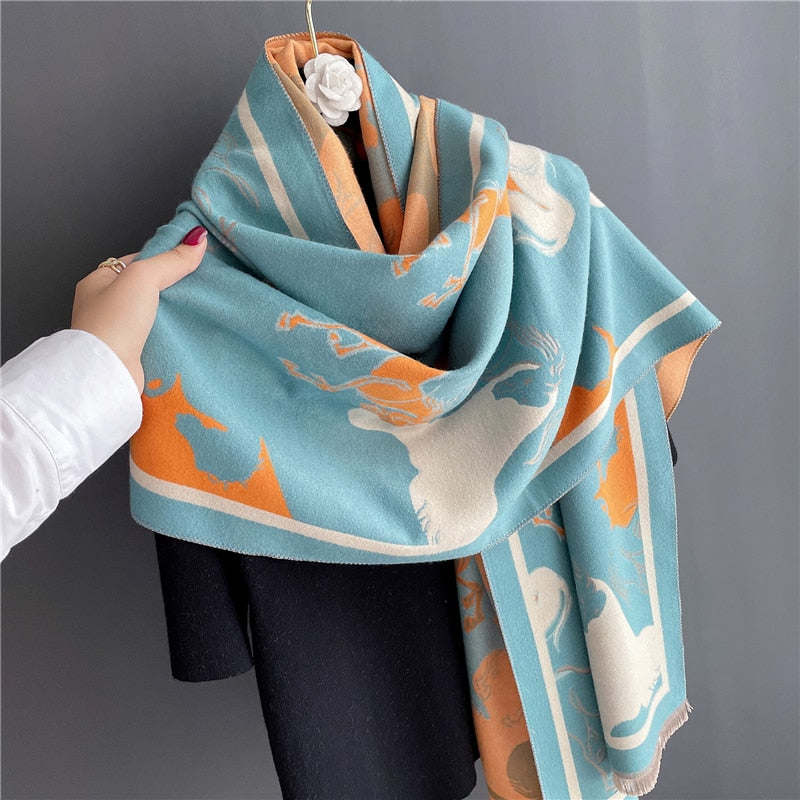 Fashion Winter Warm Cashmere Shawl Scarf for Women Design Neckerchief Pashmina Head Scarves Wrap Femal Poncho Echarpe Bandana