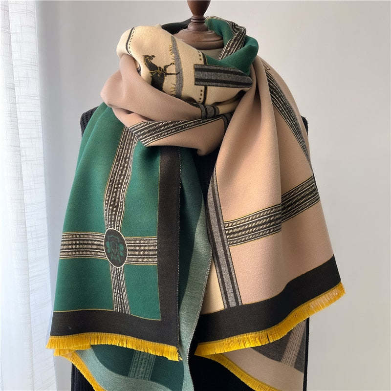 Fashion Winter Warm Cashmere Shawl Scarf for Women Design Neckerchief Pashmina Head Scarves Wrap Femal Poncho Echarpe Bandana