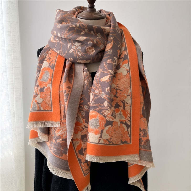 Fashion Winter Warm Cashmere Shawl Scarf for Women Design Neckerchief Pashmina Head Scarves Wrap Femal Poncho Echarpe Bandana