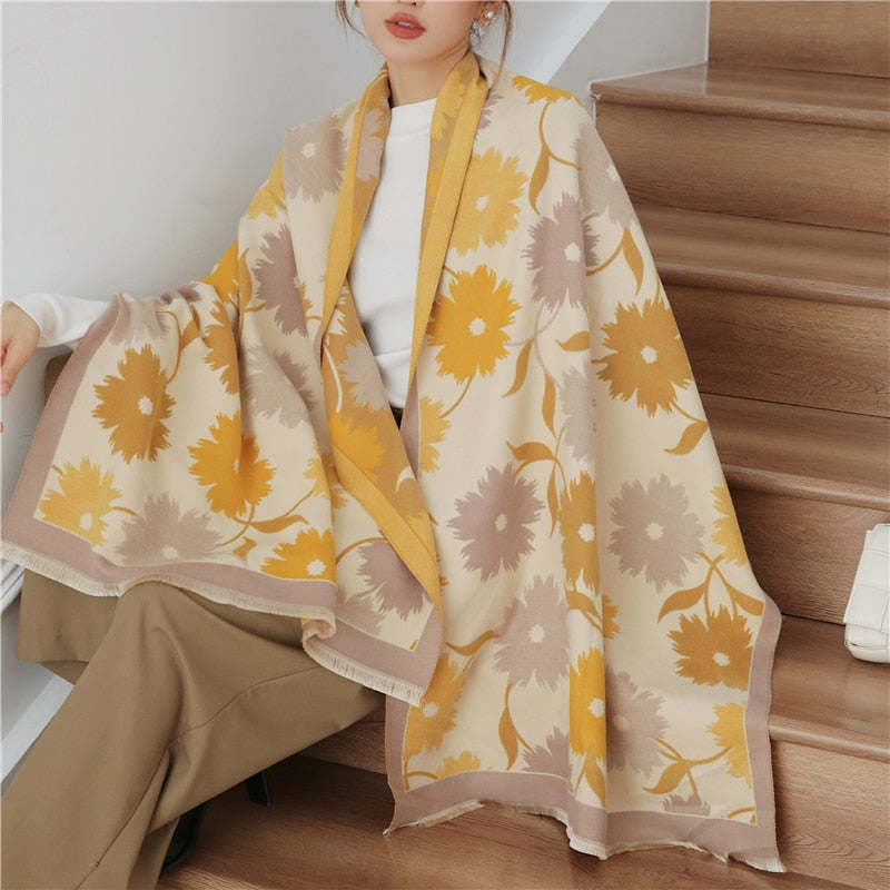 Fashion Winter Warm Cashmere Shawl Scarf for Women Design Neckerchief Pashmina Head Scarves Wrap Femal Poncho Echarpe Bandana