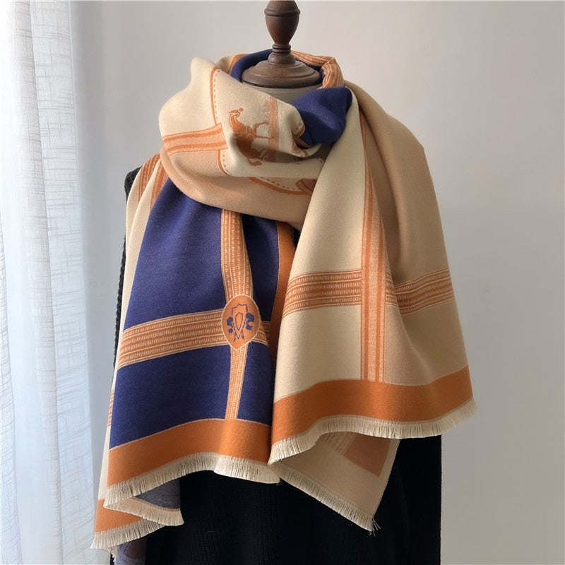 Fashion Winter Warm Cashmere Shawl Scarf for Women Design Neckerchief Pashmina Head Scarves Wrap Femal Poncho Echarpe Bandana