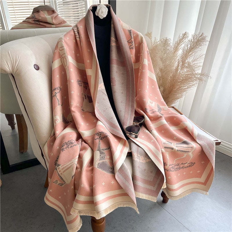 Fashion Winter Warm Cashmere Shawl Scarf for Women Design Neckerchief Pashmina Head Scarves Wrap Femal Poncho Echarpe Bandana