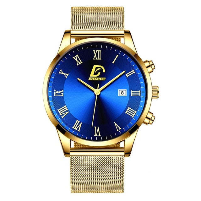 2023 Luxury Fashion Men's Minimalist Watches Luxury Stainless Steel Mesh Belt Quartz Watch Men Business Casual Clock reloj hombre