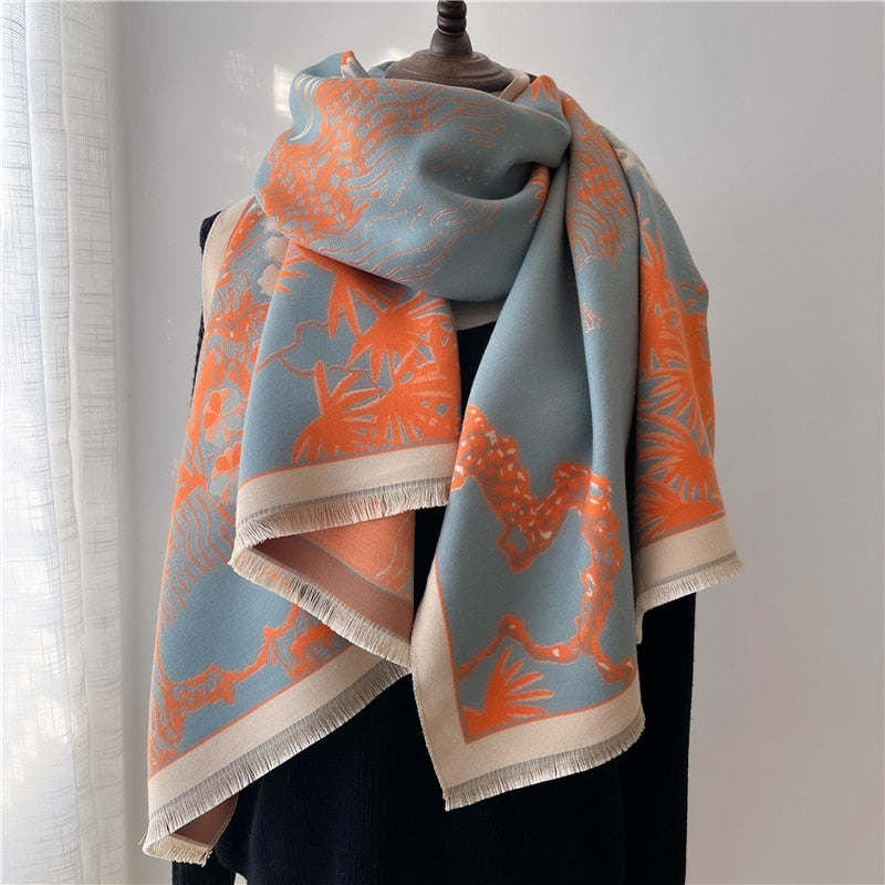 Fashion Winter Warm Cashmere Shawl Scarf for Women Design Neckerchief Pashmina Head Scarves Wrap Femal Poncho Echarpe Bandana