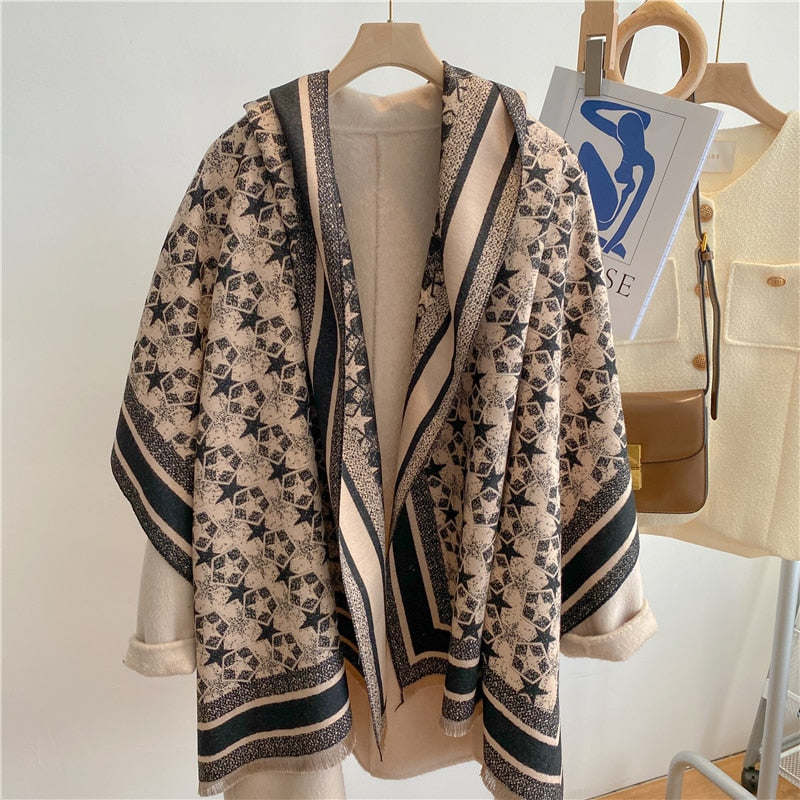 Fashion Winter Warm Cashmere Shawl Scarf for Women Design Neckerchief Pashmina Head Scarves Wrap Femal Poncho Echarpe Bandana