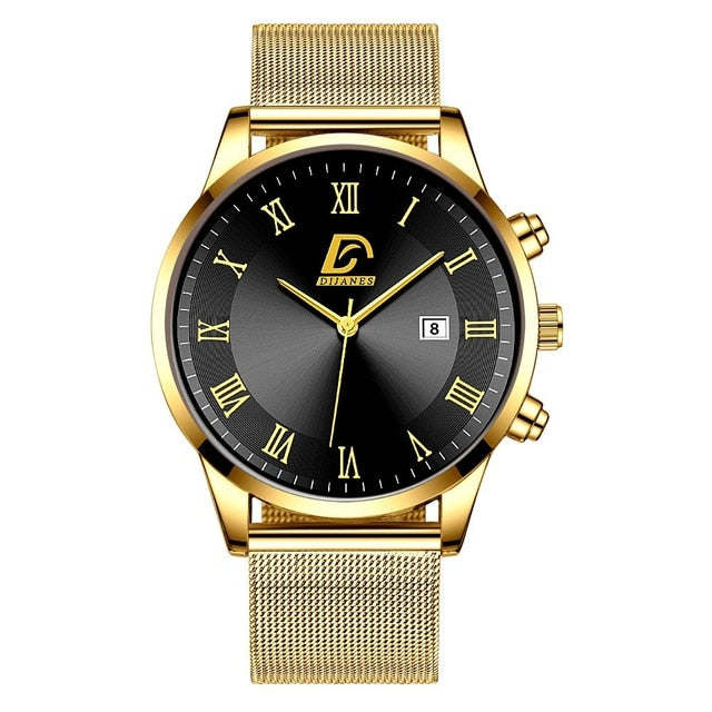2023 Luxury Fashion Men's Minimalist Watches Luxury Stainless Steel Mesh Belt Quartz Watch Men Business Casual Clock reloj hombre