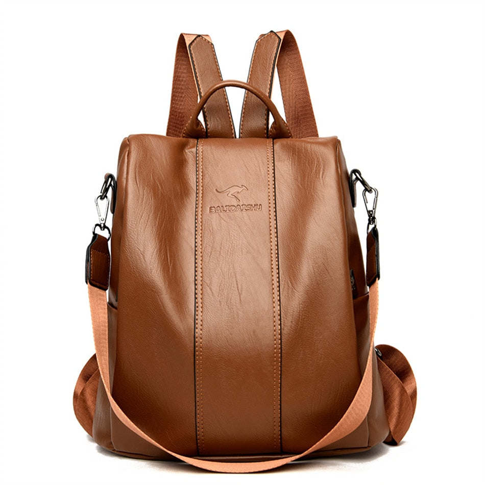 Ladies Anti-theft Soft Leather Backpack Women Vintage Shoulder Bag High Capacity Bag