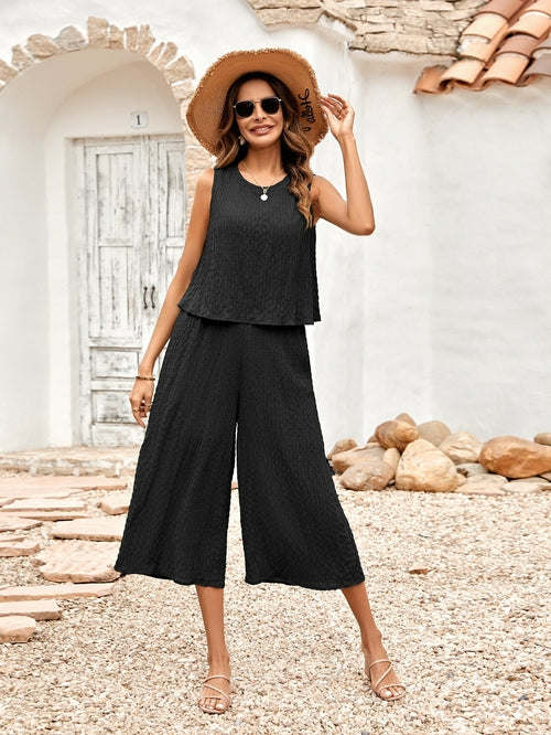 Solid Color Casual Loose Sleeveless Women's Jumpsuit