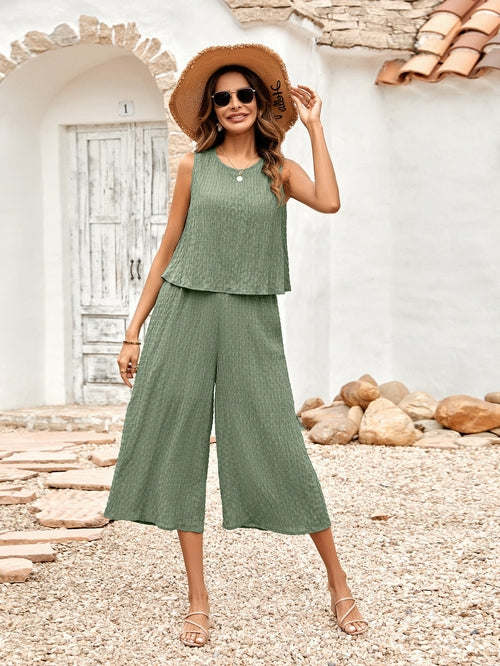 Solid Color Casual Loose Sleeveless Women's Jumpsuit