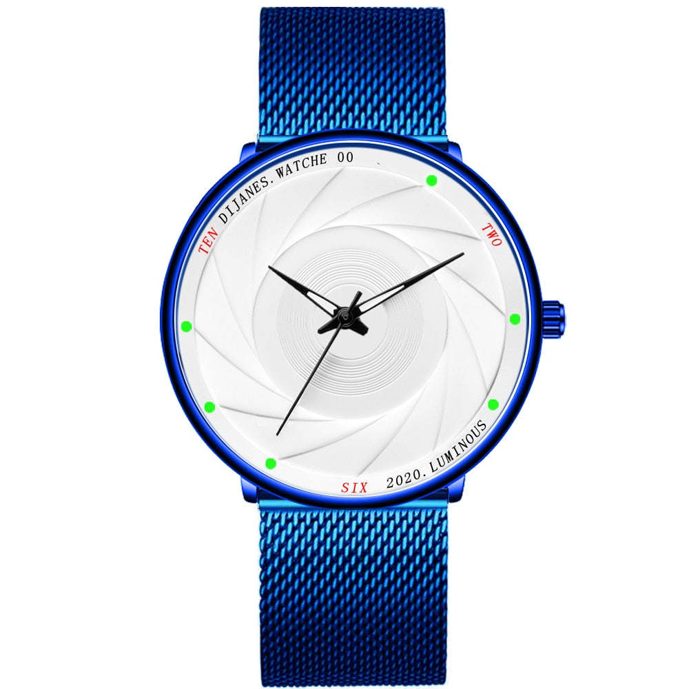 Minimalist Men's Watches Ultra Thin Stainless Steel Mesh Belt Quartz Wrist Watch Men Business Watch