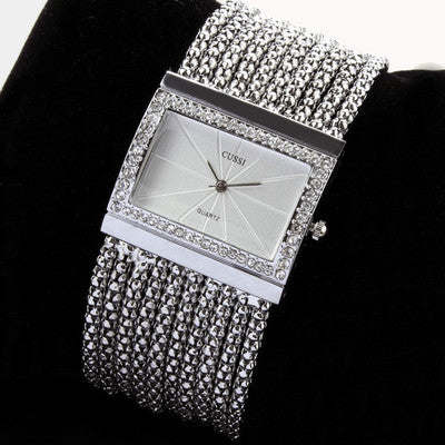 Ladies Quartz Square rhinestone watch