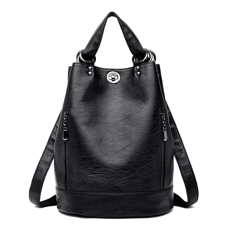 Casual Large-Capacity School Bags Girl Soft Leather Women's Backpack Fashion Travel Backpack Ladies Designer Backpacks 2021Sac