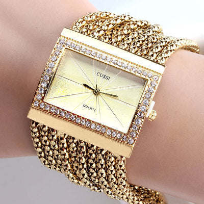 Ladies Quartz Square rhinestone watch