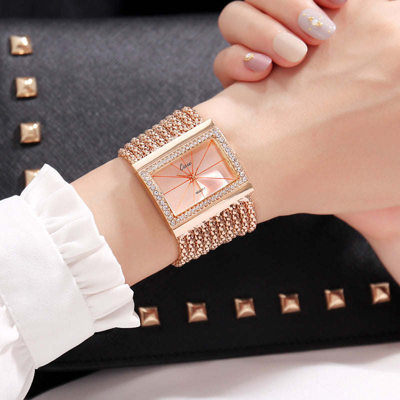 Ladies Quartz Square rhinestone watch